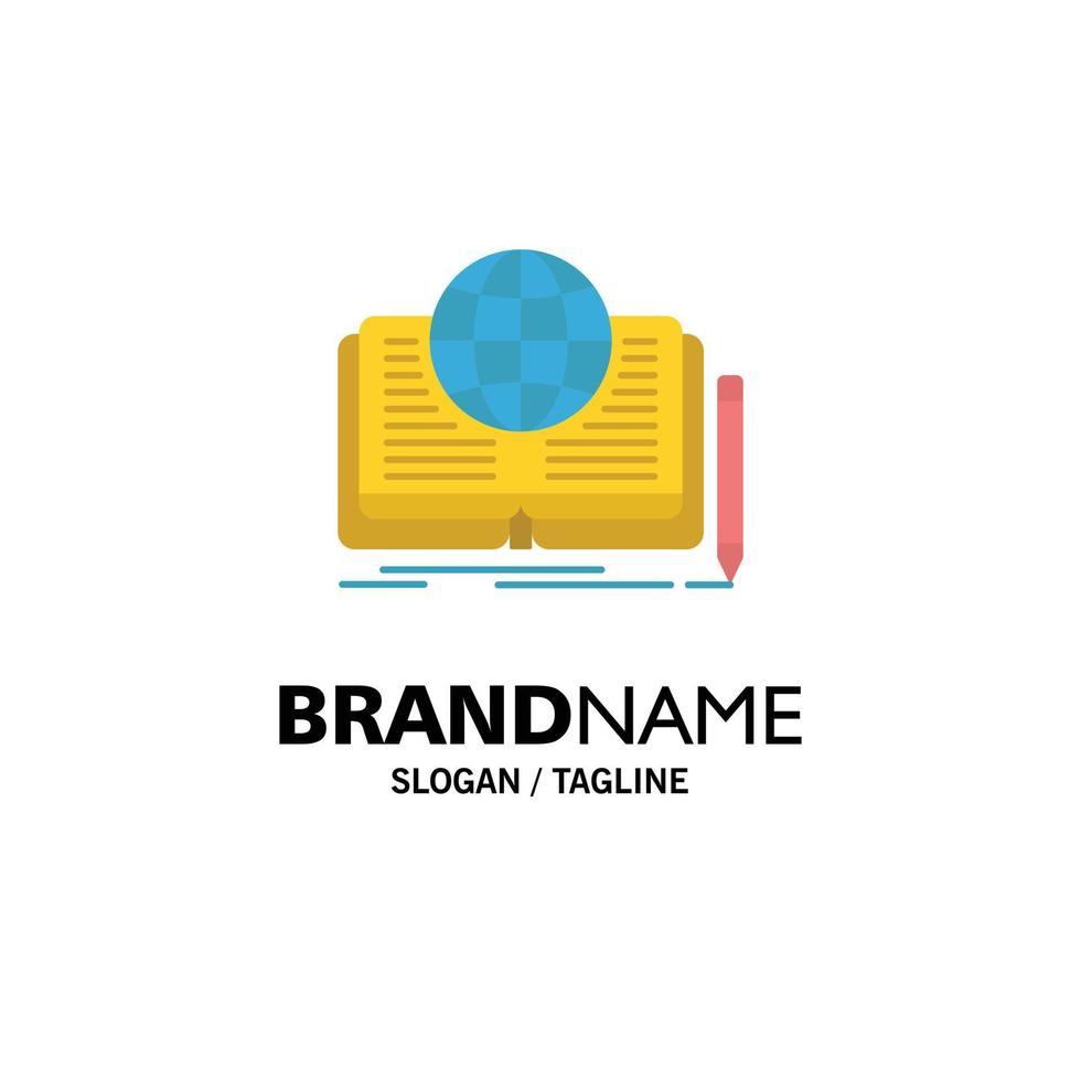 Writing Novel Book Story Theory Business Logo Template Flat Color vector