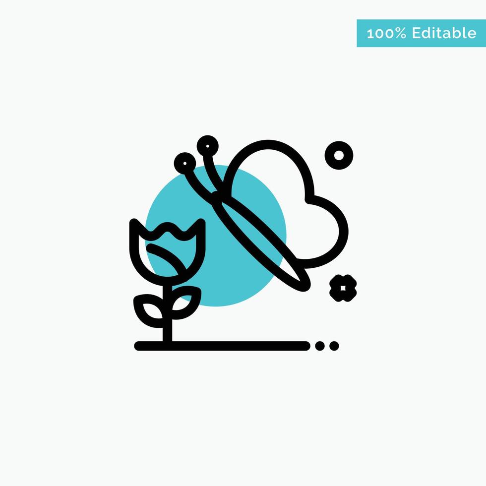 Beauty Flower Butterfly turquoise highlight circle point Vector icon
