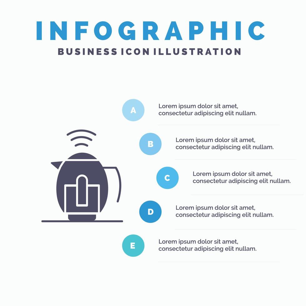 Tea Pot Service Technology Solid Icon Infographics 5 Steps Presentation Background vector