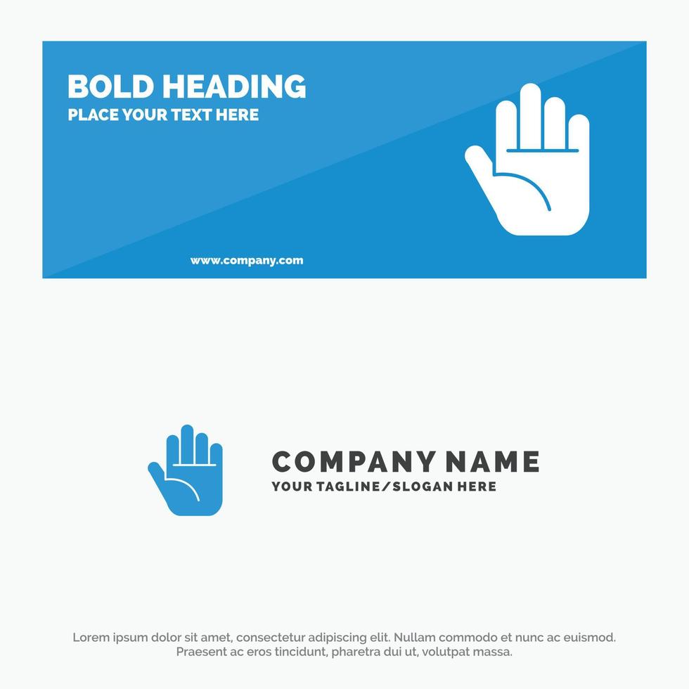 Stop Hand SOlid Icon Website Banner and Business Logo Template vector