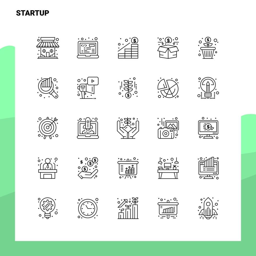 Set of Startup Line Icon set 25 Icons Vector Minimalism Style Design Black Icons Set Linear pictogram pack