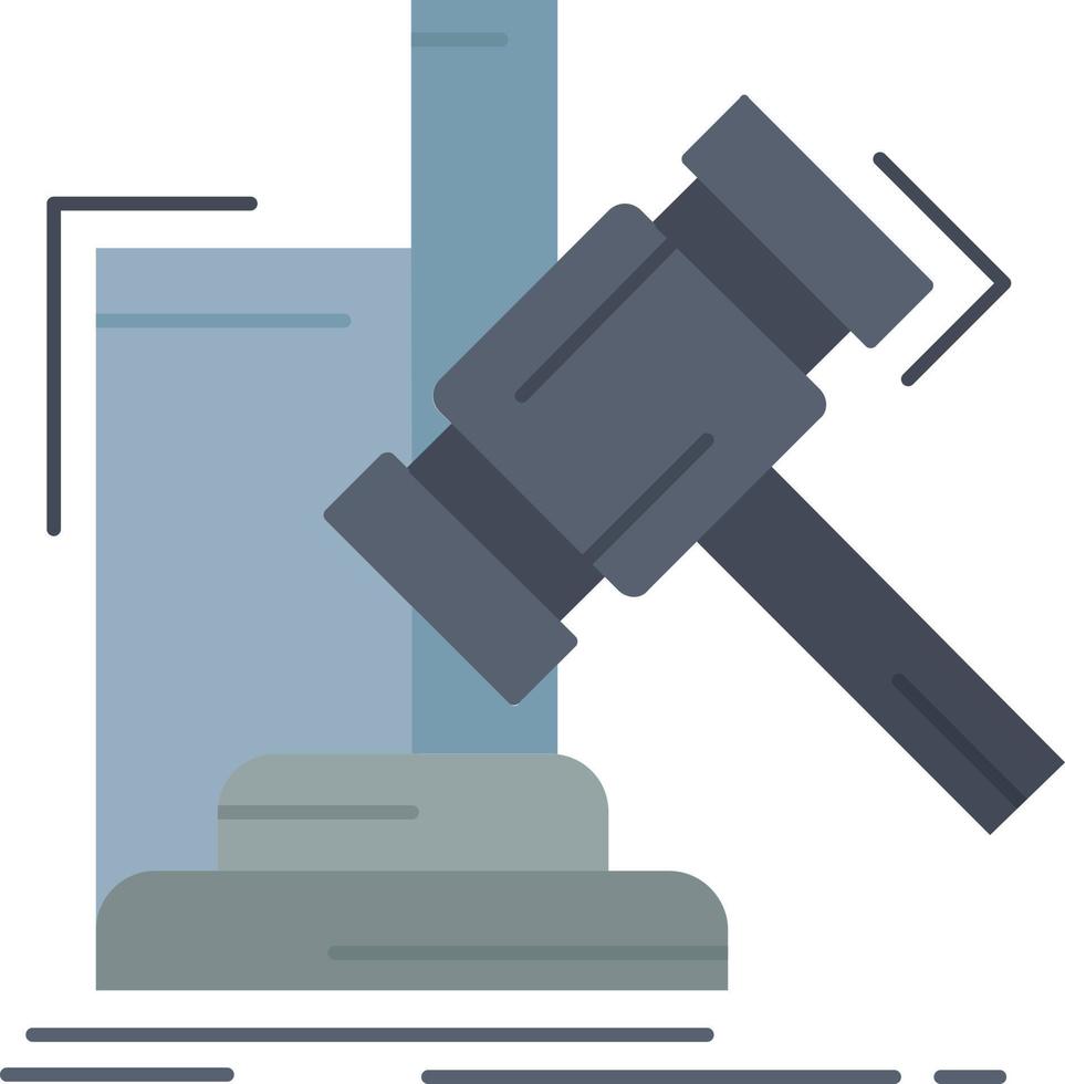 Auction gavel hammer judgement law Flat Color Icon Vector