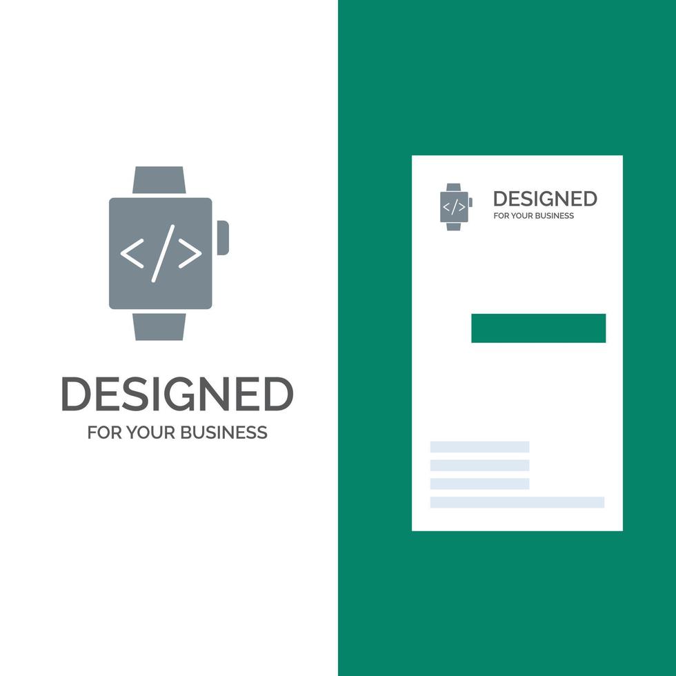 Watch Hand Watch Time Clock Grey Logo Design and Business Card Template vector