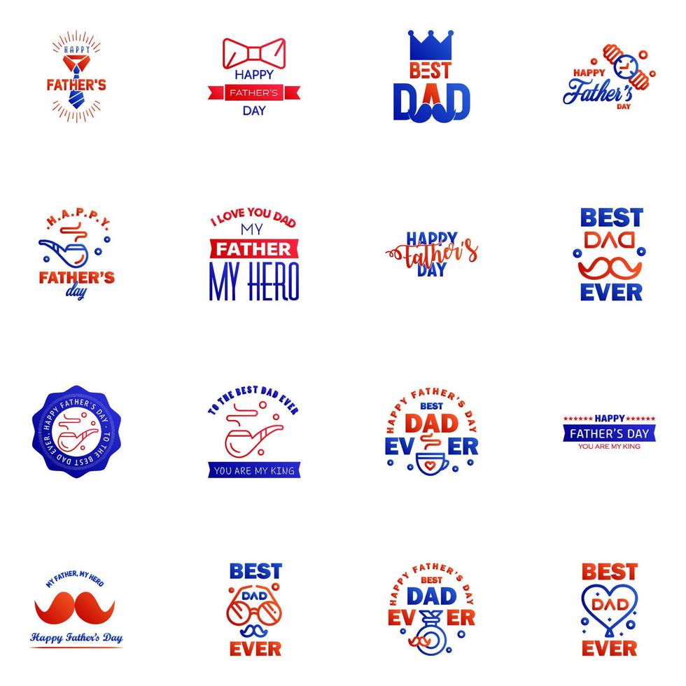 Happy Fathers Day Appreciation Vector Text Banner 16 Blue and red Background for Posters Flyers Marketing Greeting Cards Editable Vector Design Elements
