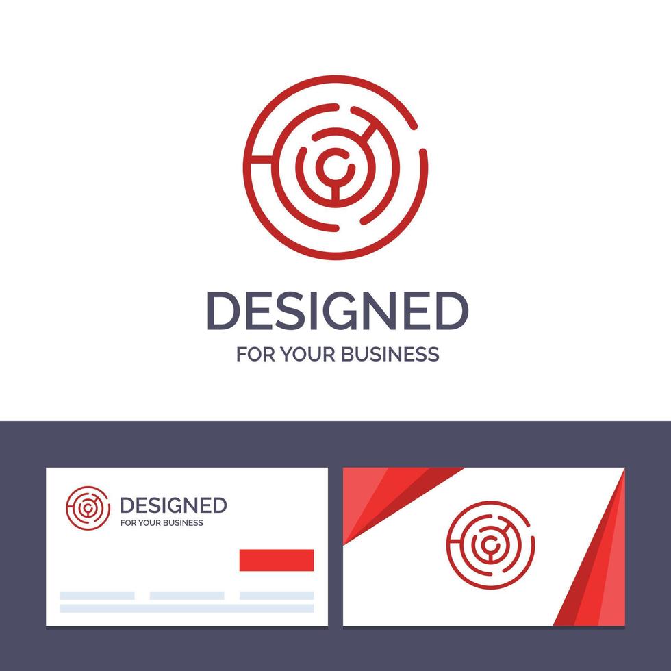 tarjeta de visita creativa y plantilla de logotipo rompecabezas estrategia de flecha punto de destino ilustración vectorial vector
