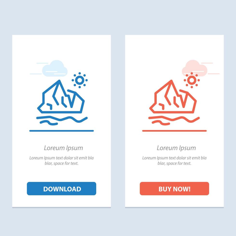 ecología medio ambiente hielo iceberg derritiéndose azul y rojo descargar y comprar ahora plantilla de tarjeta de widget web vector