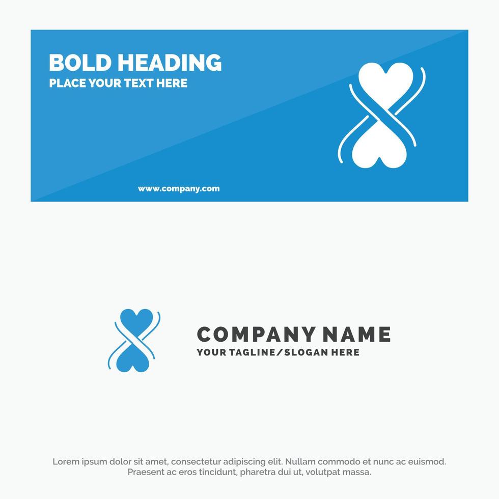 corazón ocho tipografía icono sólido sitio web banner y plantilla de logotipo de empresa vector
