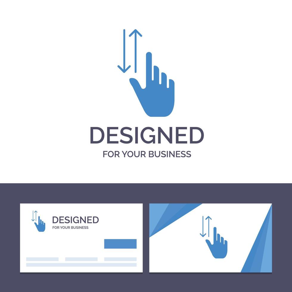 tarjeta de visita creativa y plantilla de logotipo gestos con los dedos mano arriba abajo ilustración vectorial vector