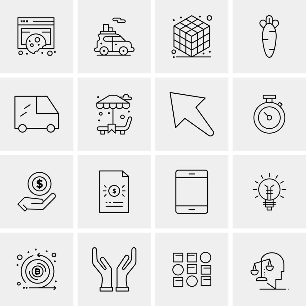 16 iconos universales de negocios vector ilustración de icono creativo para usar en proyectos relacionados con la web y dispositivos móviles