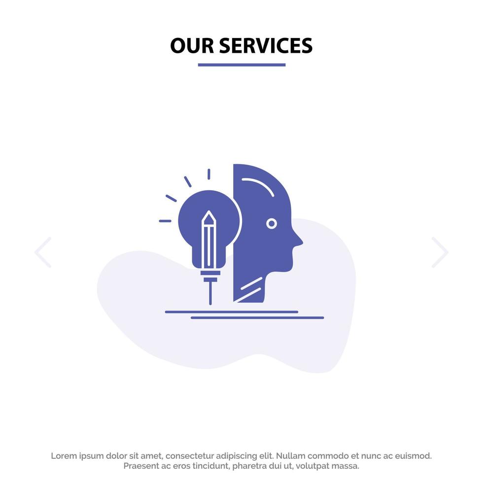 Our Services User Mind Making Programming Solid Glyph Icon Web card Template vector