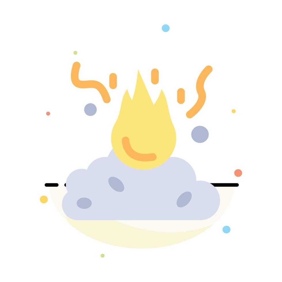 Burn Fire Garbage Pollution Smoke Abstract Flat Color Icon Template vector