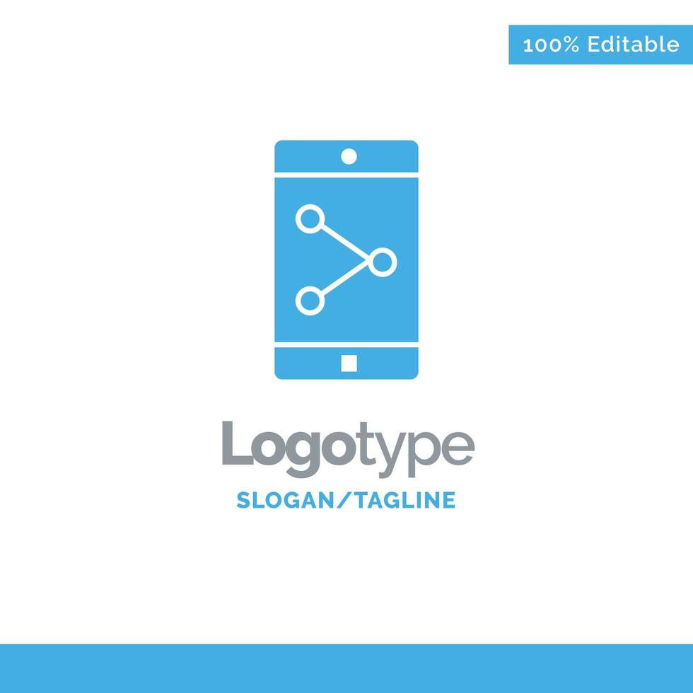 aplicación compartir móvil aplicación móvil plantilla de logotipo sólido azul lugar para el eslogan vector