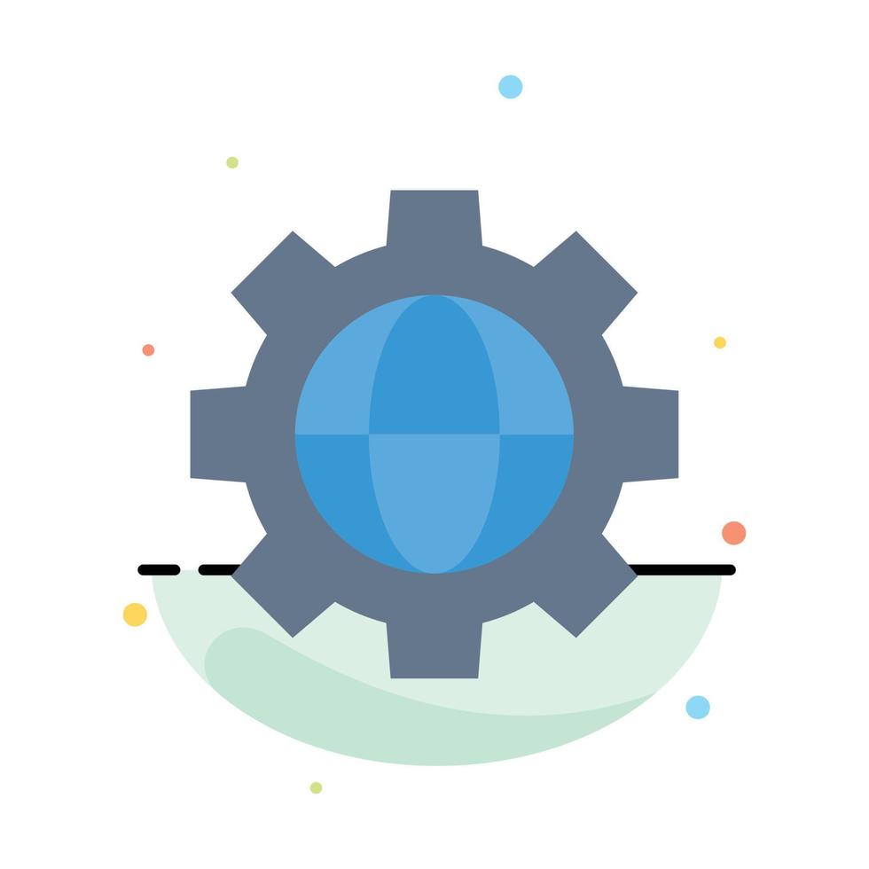 Gear Setting Globe Abstract Flat Color Icon Template vector