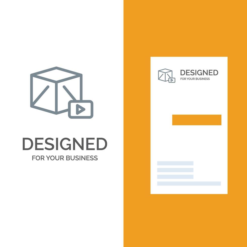 Button Media Play Box Grey Logo Design and Business Card Template vector