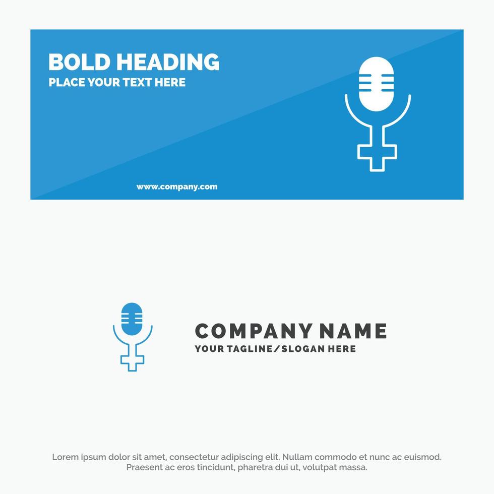 Microphone Record SOlid Icon Website Banner and Business Logo Template vector