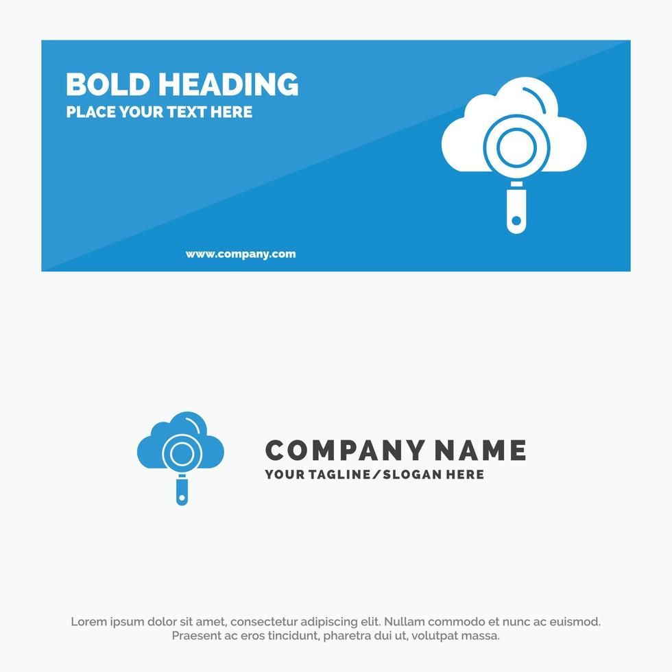 búsqueda de computación en la nube encontrar banner de sitio web de icono sólido y plantilla de logotipo de empresa vector