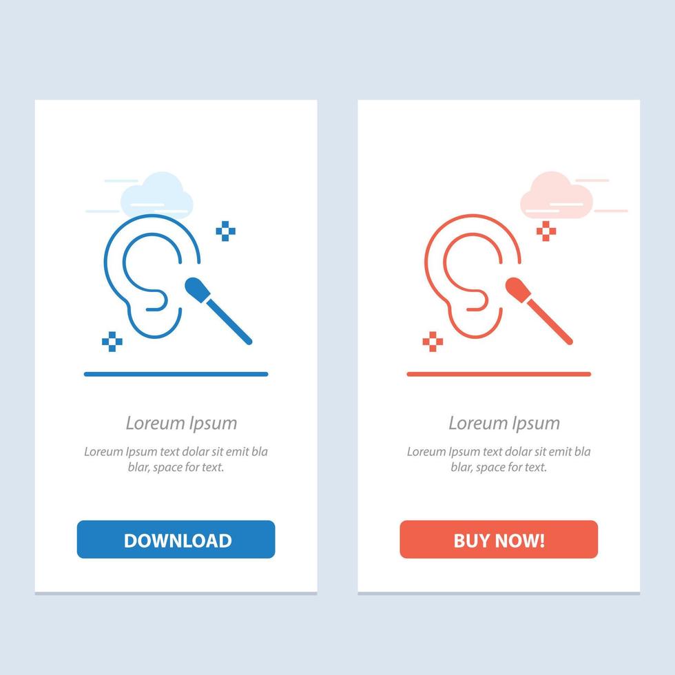 Buds Ear Cleaning Clean  Blue and Red Download and Buy Now web Widget Card Template vector