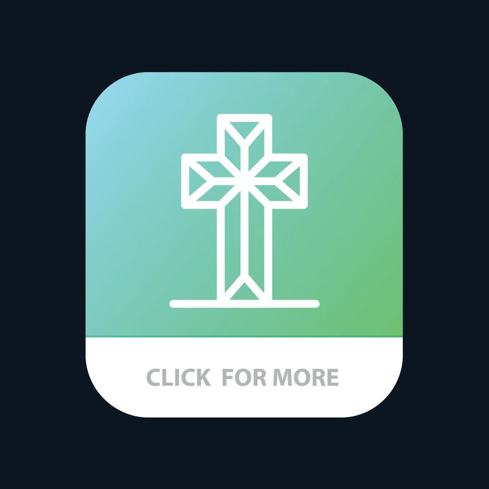 Celebration Christian Cross Easter Mobile App Button Android and IOS Line Version vector