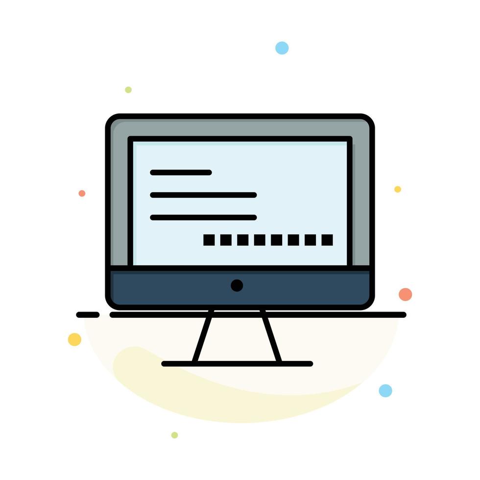 plantilla de icono de color plano abstracto de educación de texto de monitor de computadora vector