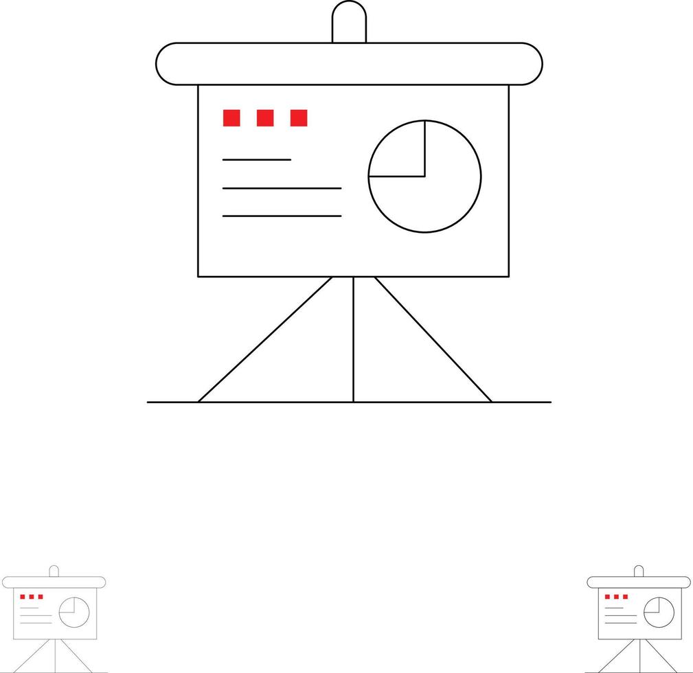Presentation Analytics Board Business Bold and thin black line icon set vector