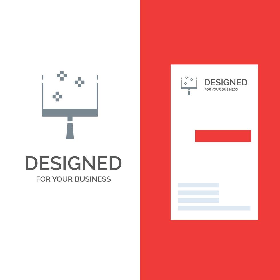 Broom Dustpan Sweep Grey Logo Design and Business Card Template vector