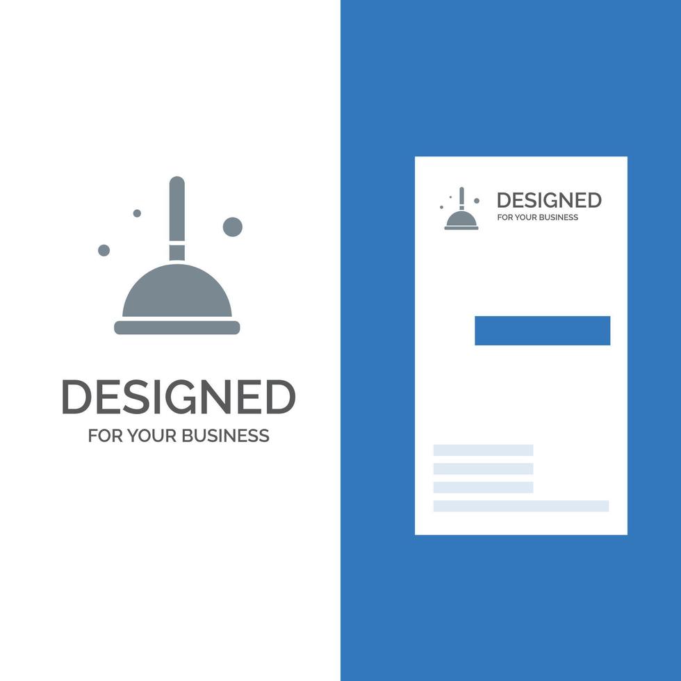 Broom Cleaning Mop Witch Grey Logo Design and Business Card Template vector