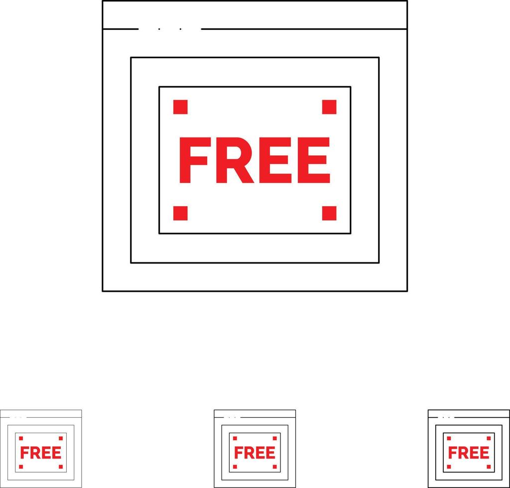 Free Access Internet Technology Free Bold and thin black line icon set vector