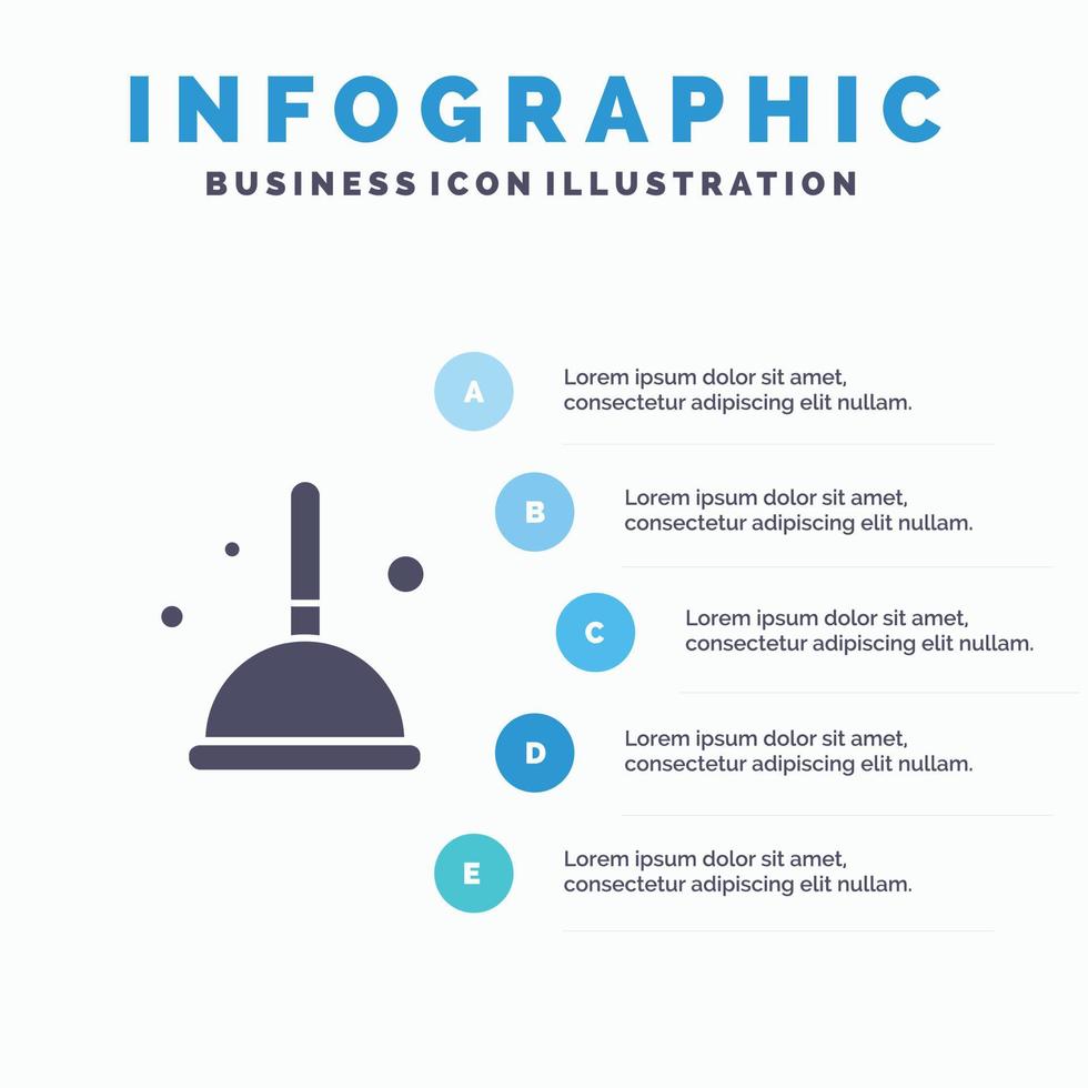 escoba limpieza fregona bruja icono sólido infografía 5 pasos presentación antecedentes vector