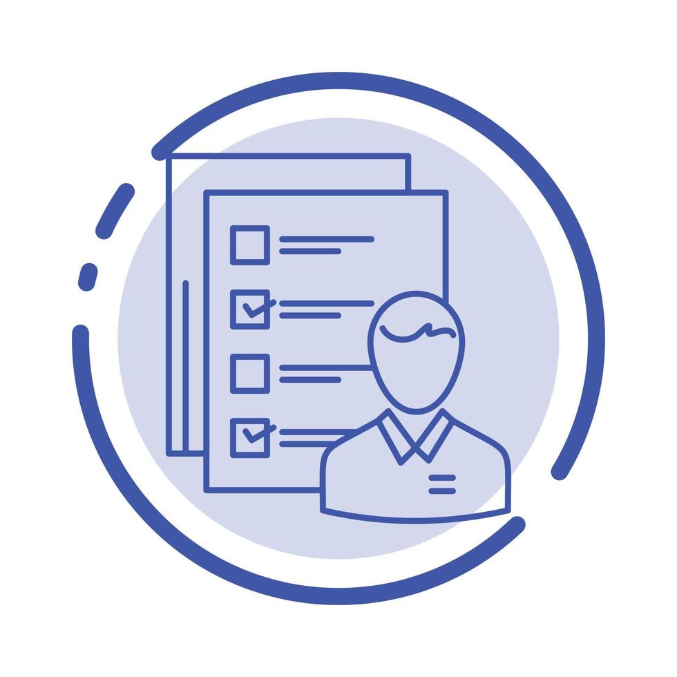 Profile Abilities Business Employee Job Man Resume Skills Blue Dotted Line Line Icon vector