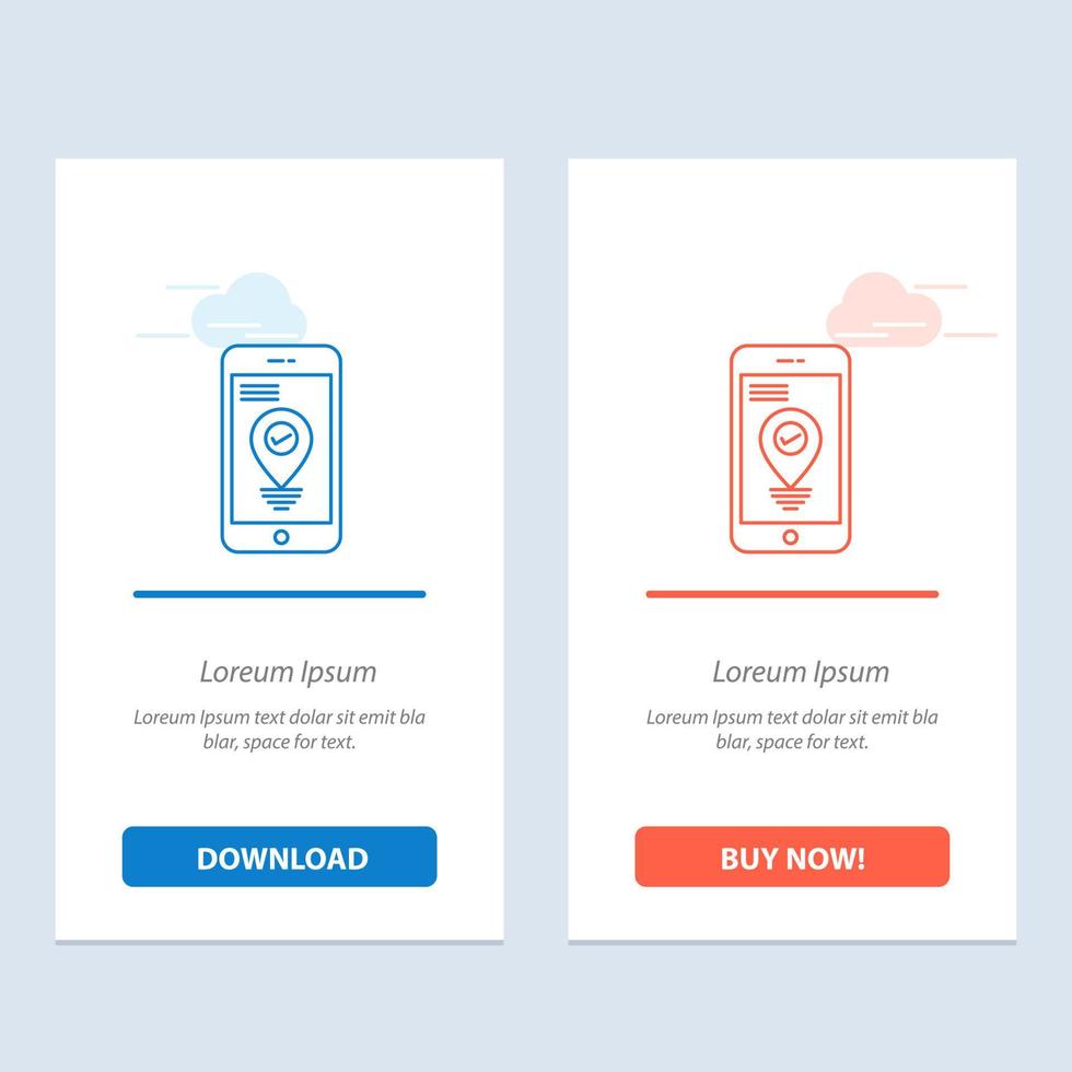Navigation Location Pointer Smartphone  Blue and Red Download and Buy Now web Widget Card Template vector