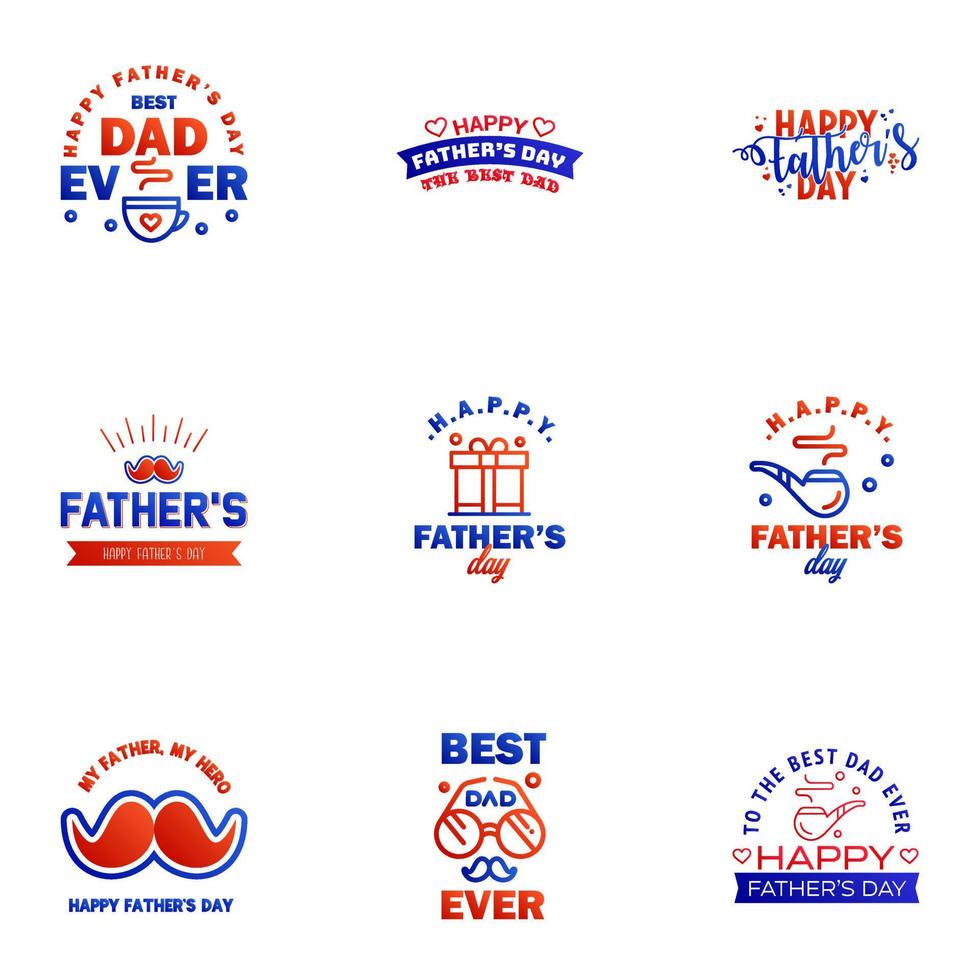 Happy Fathers Day Appreciation Vector Text Banner 9 Blue and red Background for Posters Flyers Marketing Greeting Cards Editable Vector Design Elements
