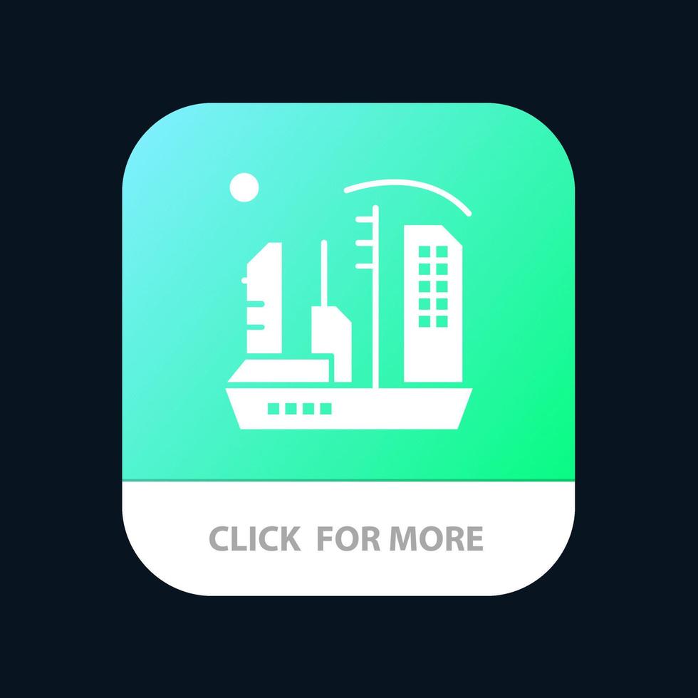 botón de aplicación móvil de expansión de cúpula de colonia de colonización de la ciudad versión de glifo de android e ios vector