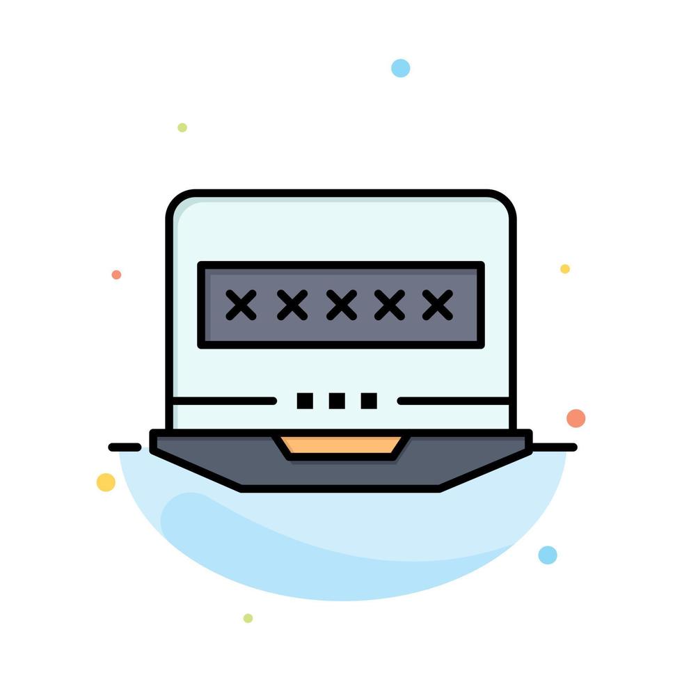 Laptop Computer Lock Security Abstract Flat Color Icon Template vector