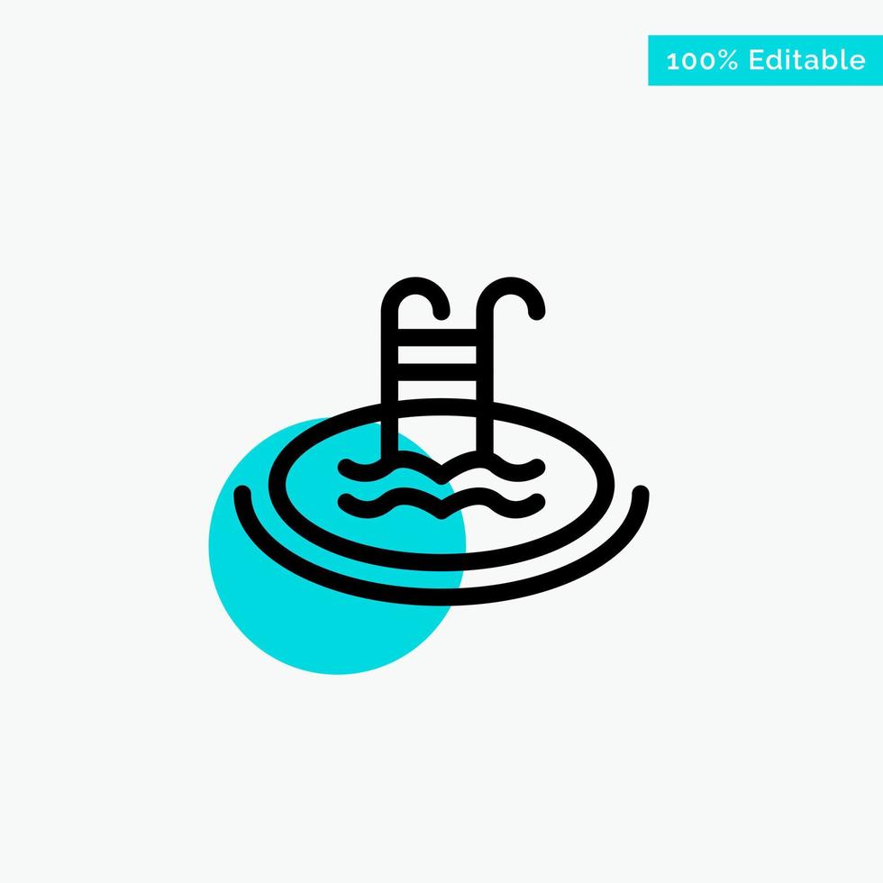 Hotel Pool Swimming Service turquoise highlight circle point Vector icon