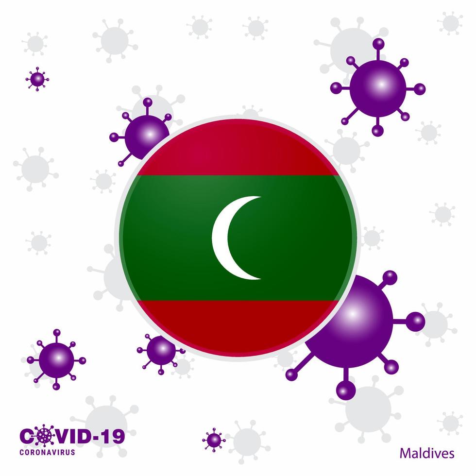 reza por maldivas covid19 coronavirus tipografía bandera quédate en casa mantente saludable cuida tu propia salud vector