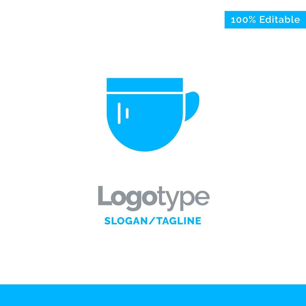 taza de té café plantilla de logotipo sólido azul básico lugar para el eslogan vector