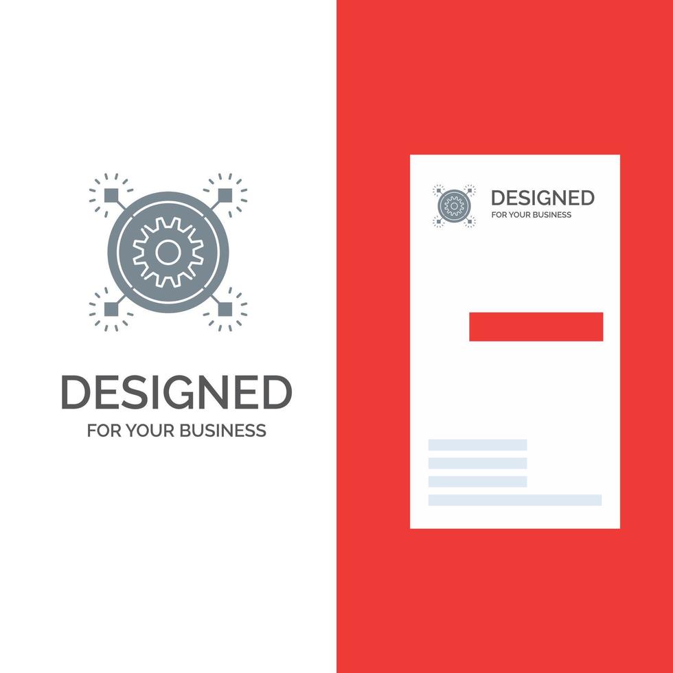 Marketing Business Idea Pertinent Gear Grey Logo Design and Business Card Template vector