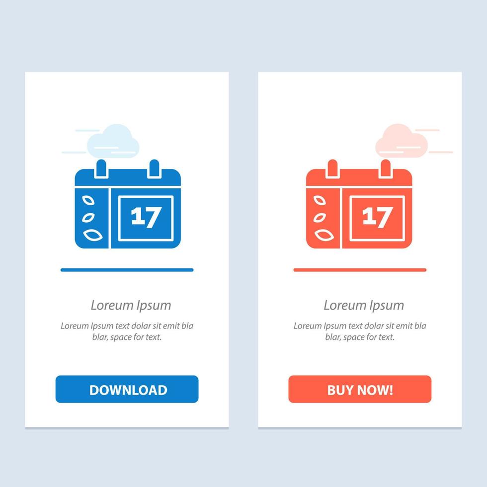Calendar Day Date Ireland  Blue and Red Download and Buy Now web Widget Card Template vector
