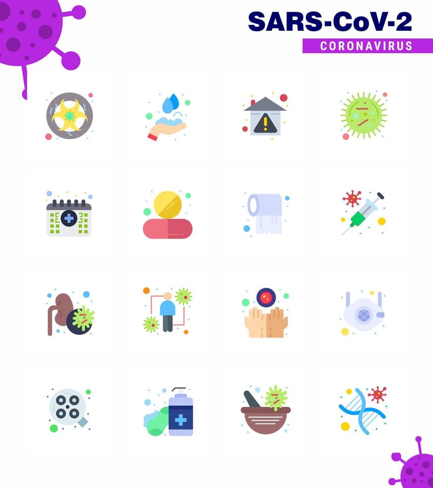 16 color plano coronavirus enfermedad y prevención vector icono epidemia bacterias lavado corona protección viral coronavirus 2019nov enfermedad vector elementos de diseño