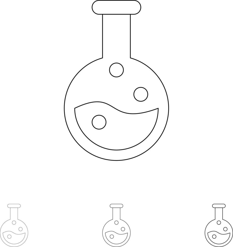 Education Lab Laboratory Bold and thin black line icon set vector