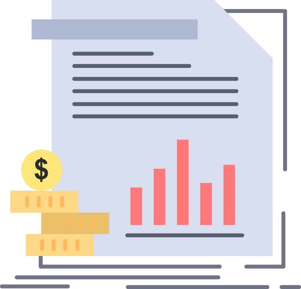 economy finance money information reports Flat Color Icon Vector