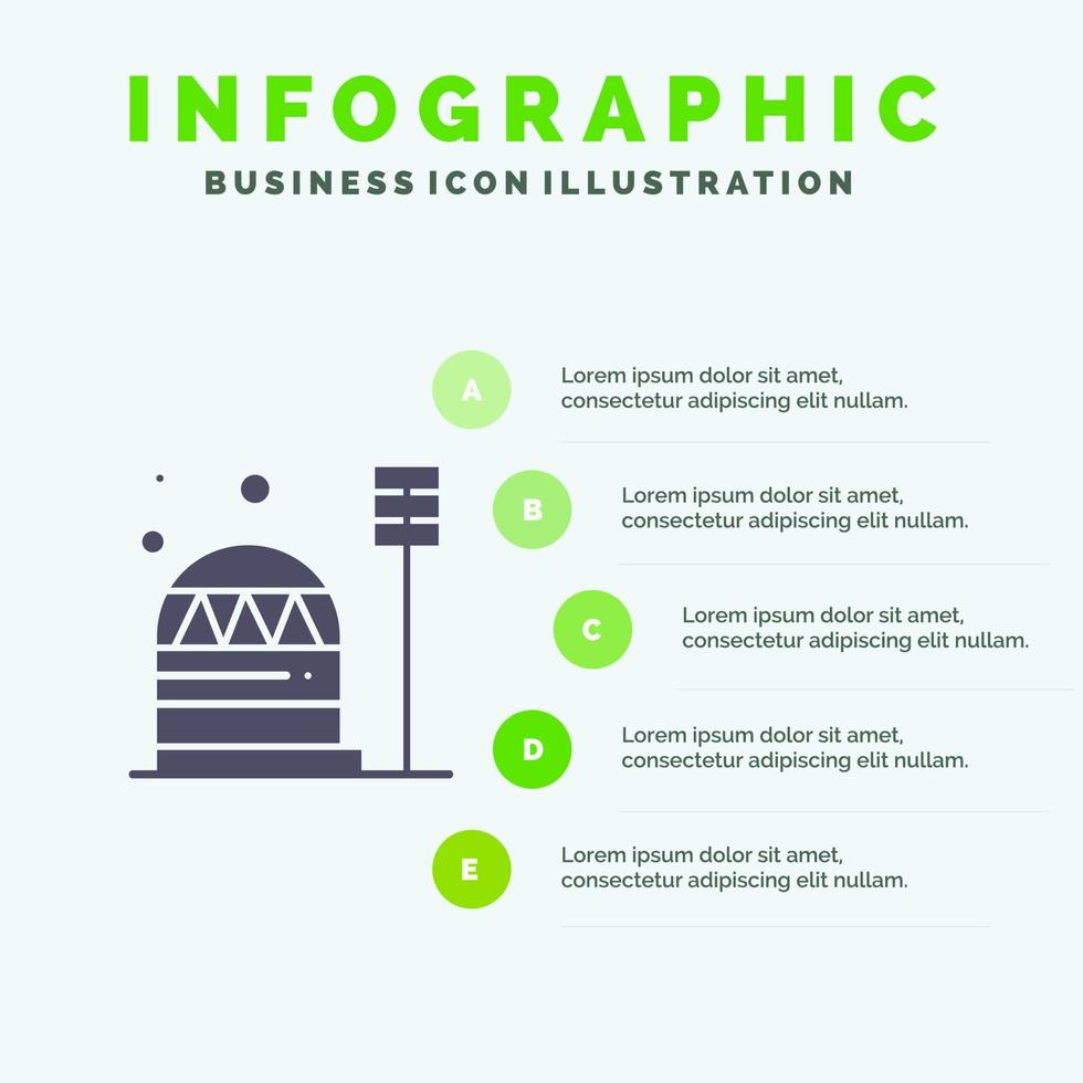 Base Colony Construction Dome Habitation Solid Icon Infographics 5 Steps Presentation Background vector