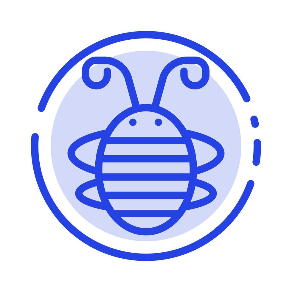 abeja insecto escarabajo error mariquita mariquita línea punteada azul icono de línea vector