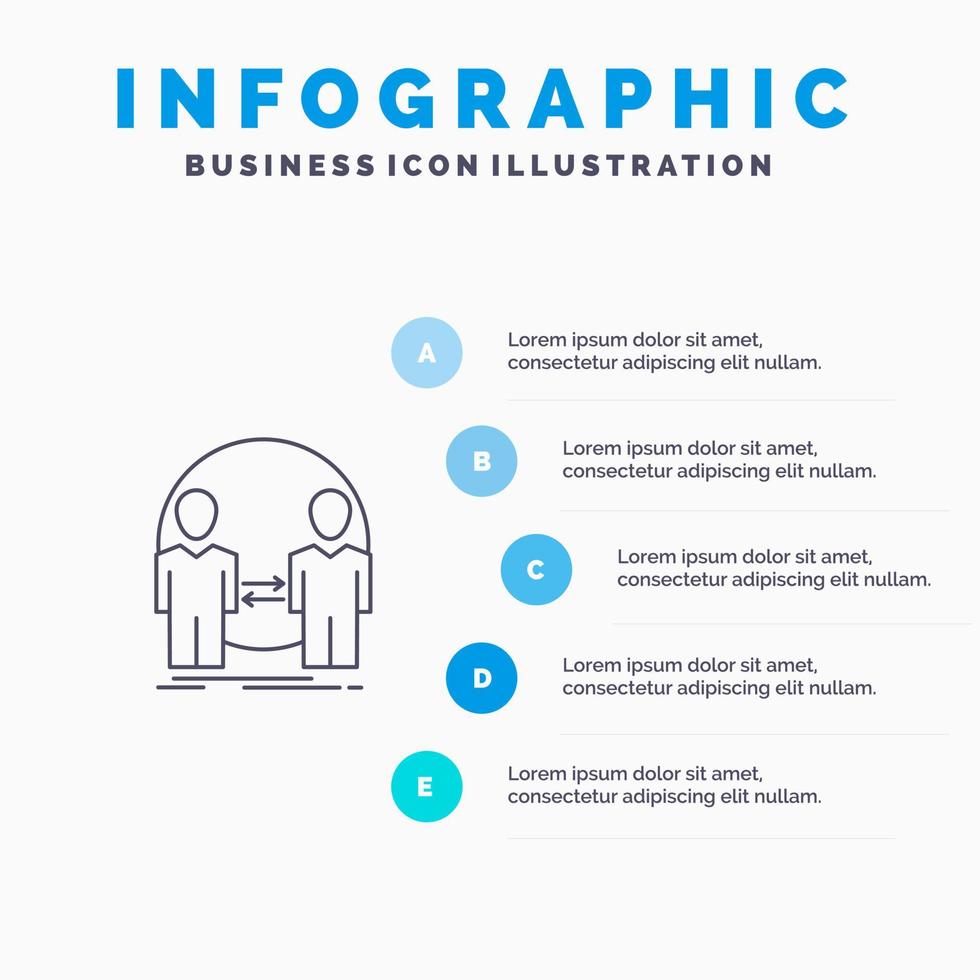Man Clone User Identity Duplicate Line icon with 5 steps presentation infographics Background vector