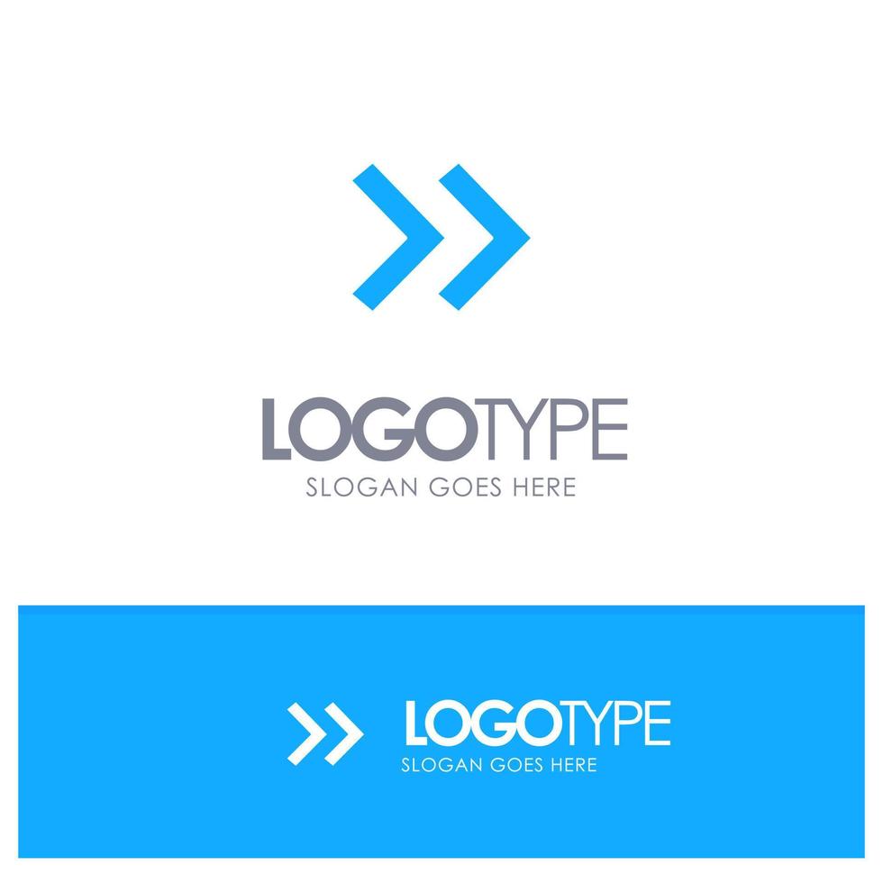 flecha flechas derecha azul sólido logotipo con lugar para eslogan vector