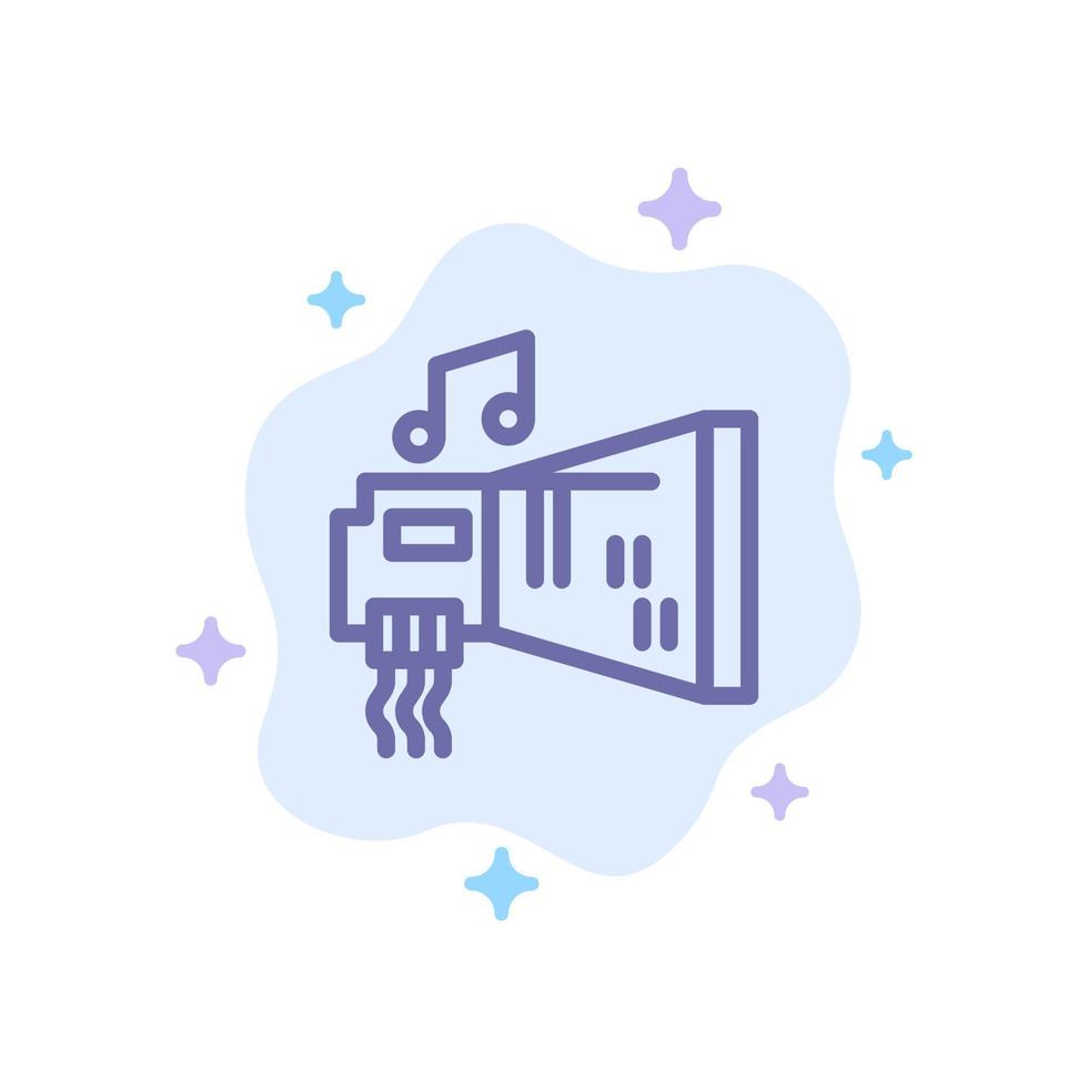 Audio Blaster Device Hardware Music Blue Icon on Abstract Cloud Background vector