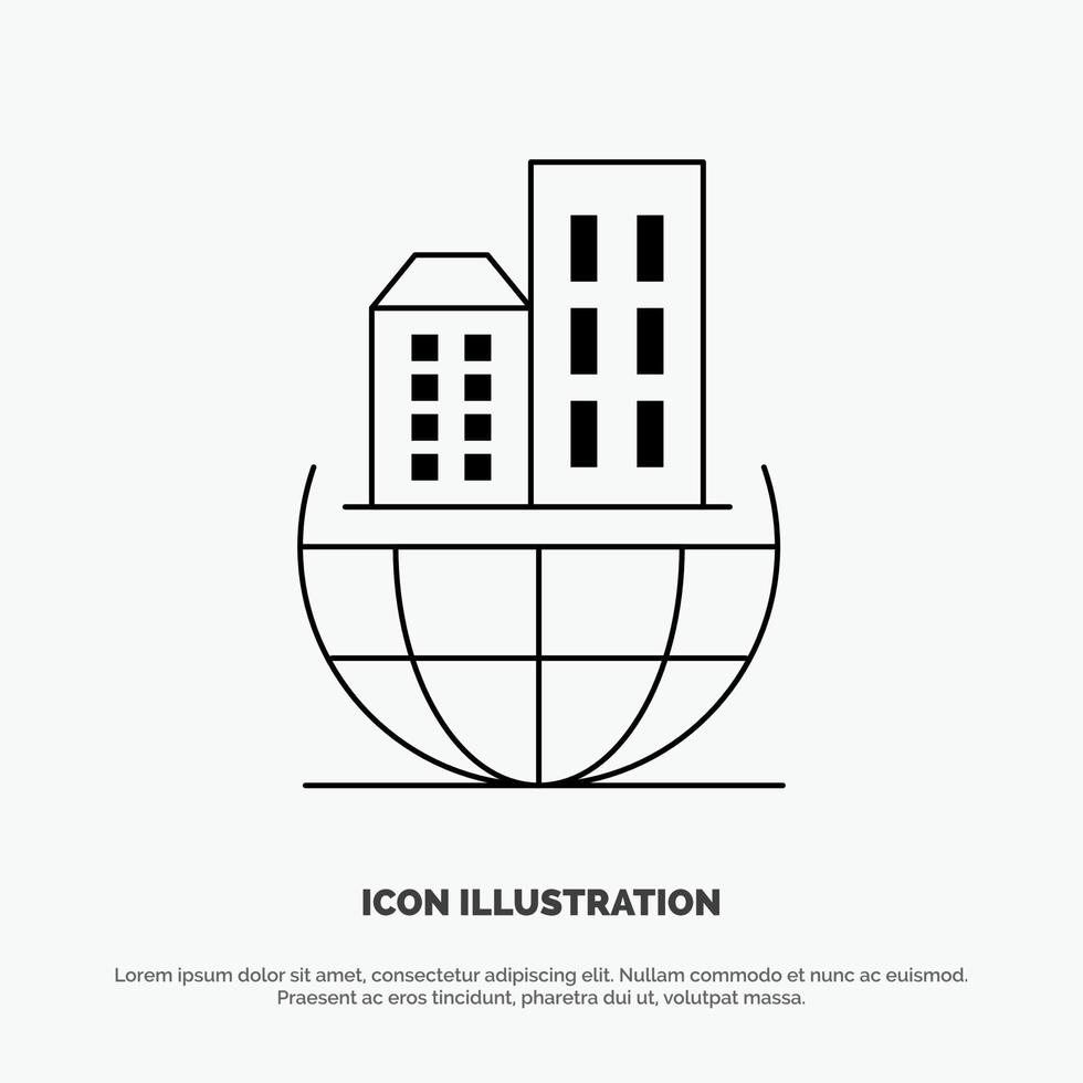 vector de icono de línea sostenible de negocio de arquitectura de organización global