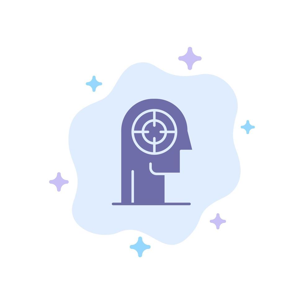 Arrow Concentration Focus Head Human Blue Icon on Abstract Cloud Background vector