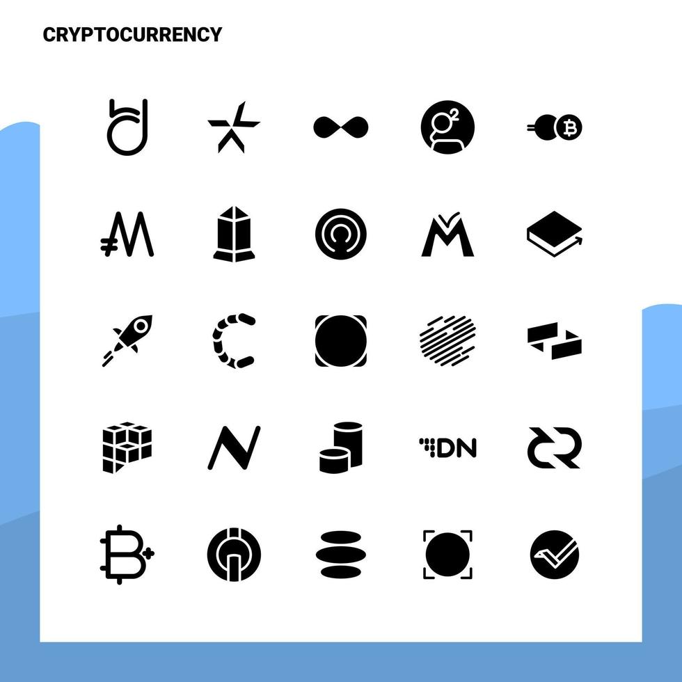 25 Cryptocurrency Icon set Solid Glyph Icon Vector Illustration Template For Web and Mobile Ideas for business company