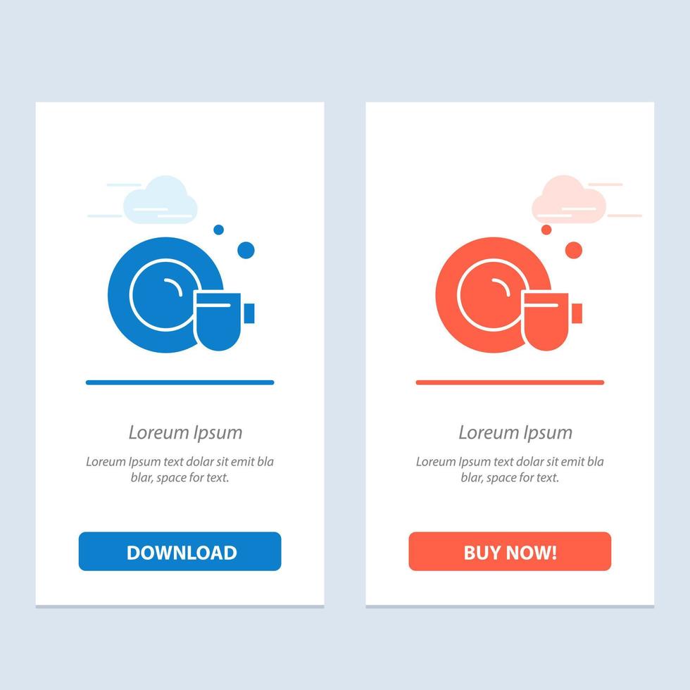 Dish Cup Cleaning  Blue and Red Download and Buy Now web Widget Card Template vector